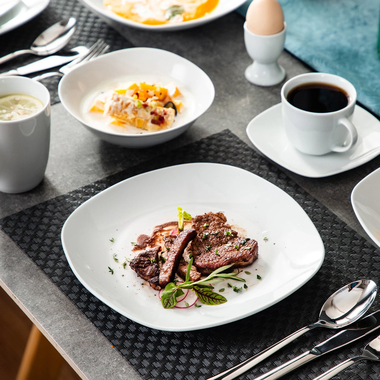 MALACASA Series Elisa 50-Piece Tableware Dinner Set with 6