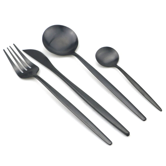 30-Piece Matte Stainless Steel Cutlery Set