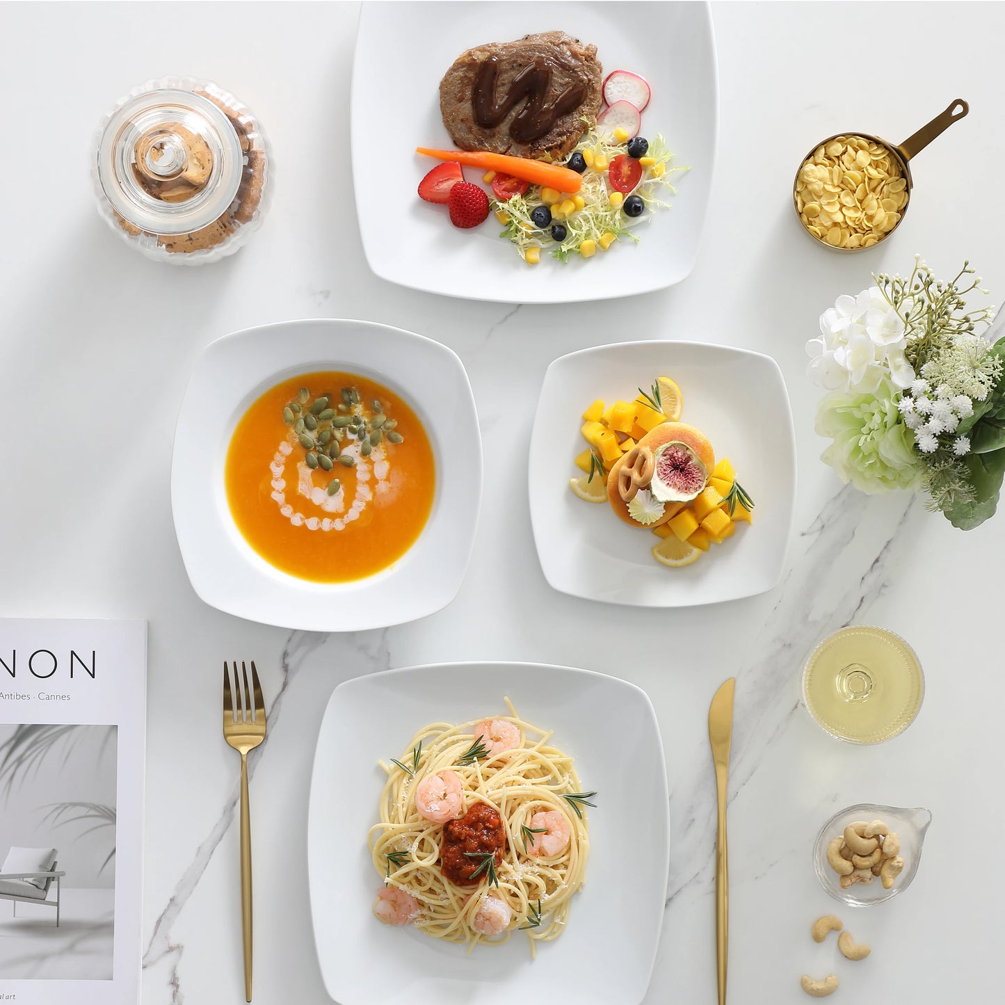 MALACASA JULIA 18-Piece Classic Porcelain Dinnerware Set