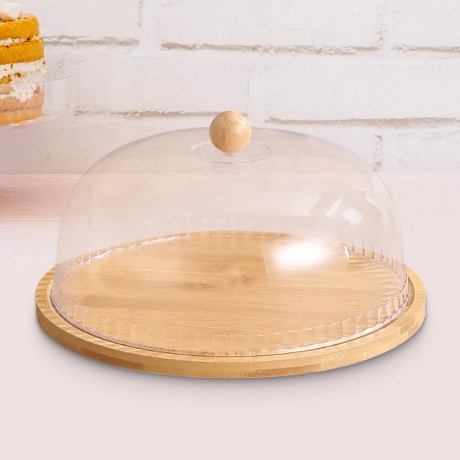 Cake Stand with Dustproof Dome Lid Bread Cheese Holiday Treat Multiuse Covered Platter Dessert Display Plate Cake Holder Tray