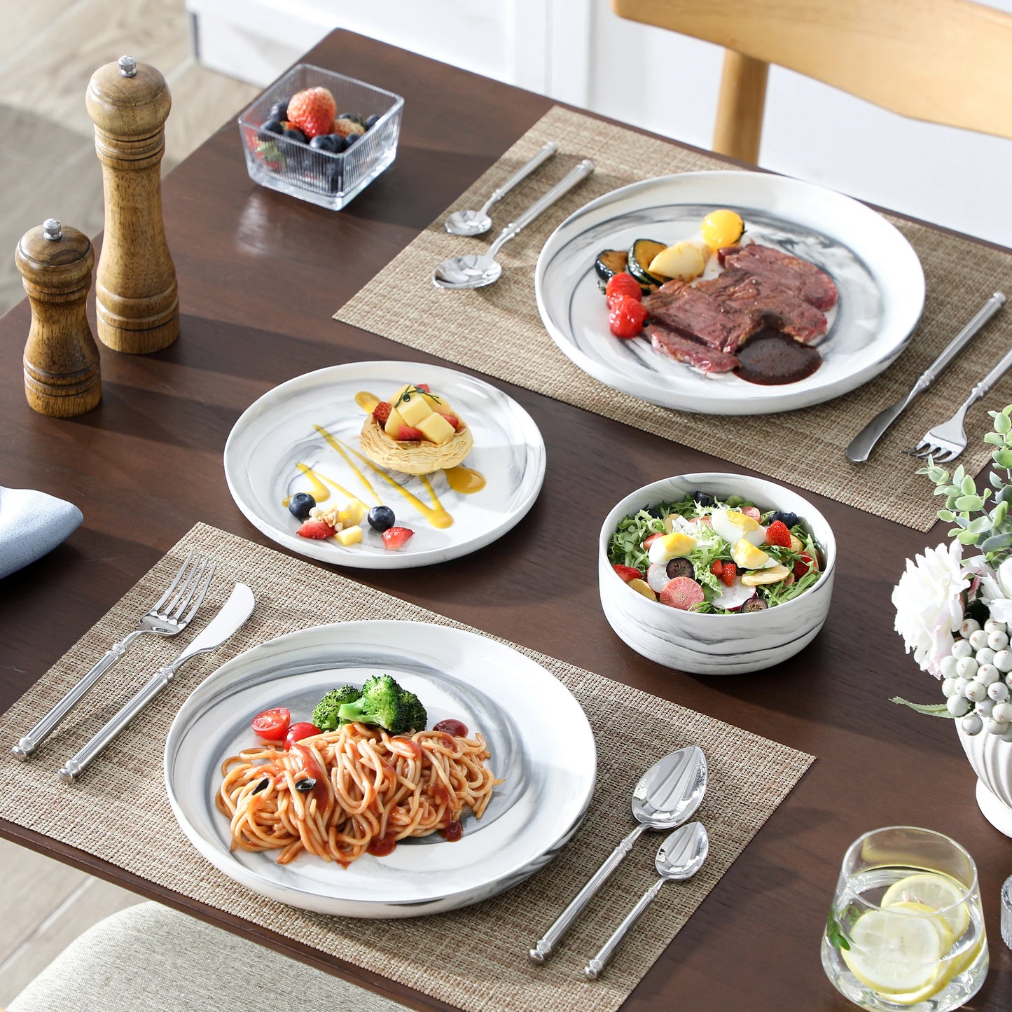 MALACASA 24 Piece Dinnerware Set