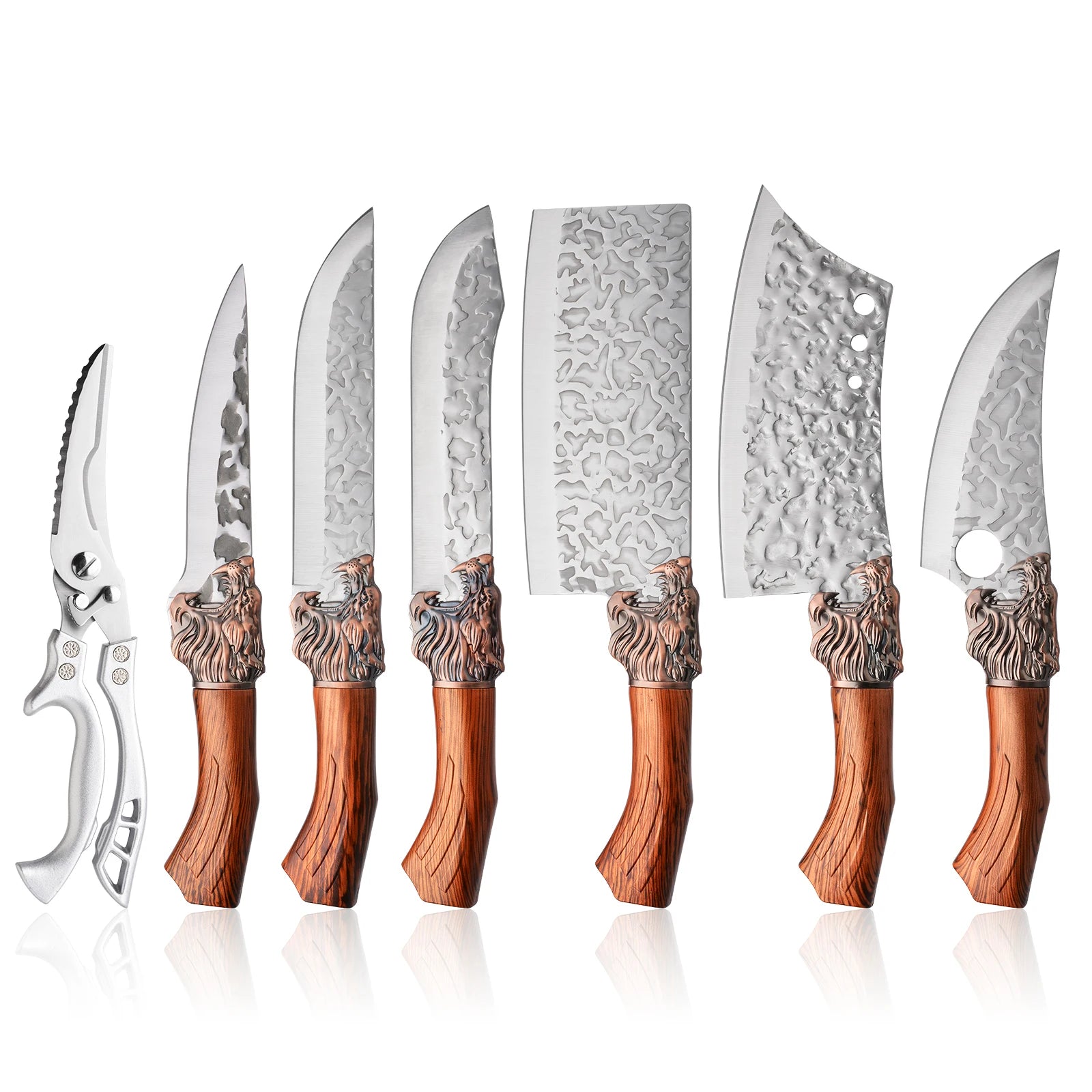 High Quality Stainless Steel Luxury Kitchen Knife Seven-Piece Chinese Kitchen Knife Butcher Set