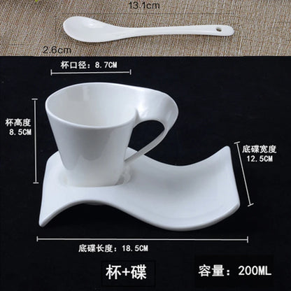 European Ceramic Espresso Coffee Cup with Spoon & Holder