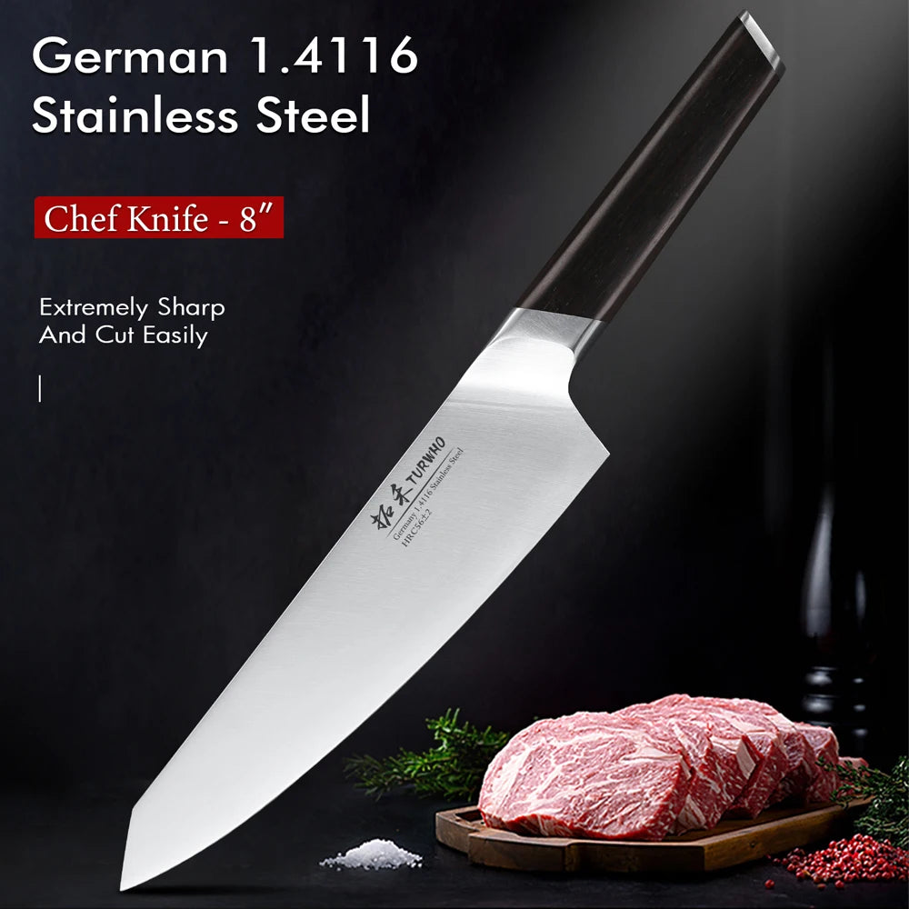 TURWHO 1-3 PCS Kitchen Knives Set German 1.4116 High Carbon Stainless Steel Japanese Nakiri Cleaver Slicing Utility Chef Knifes