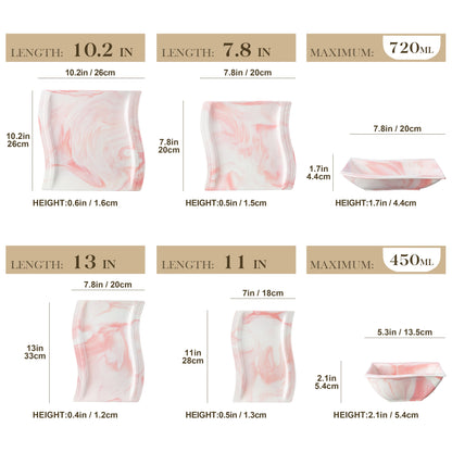Flora Marble Blue 26 Piece Dinnerware Set
