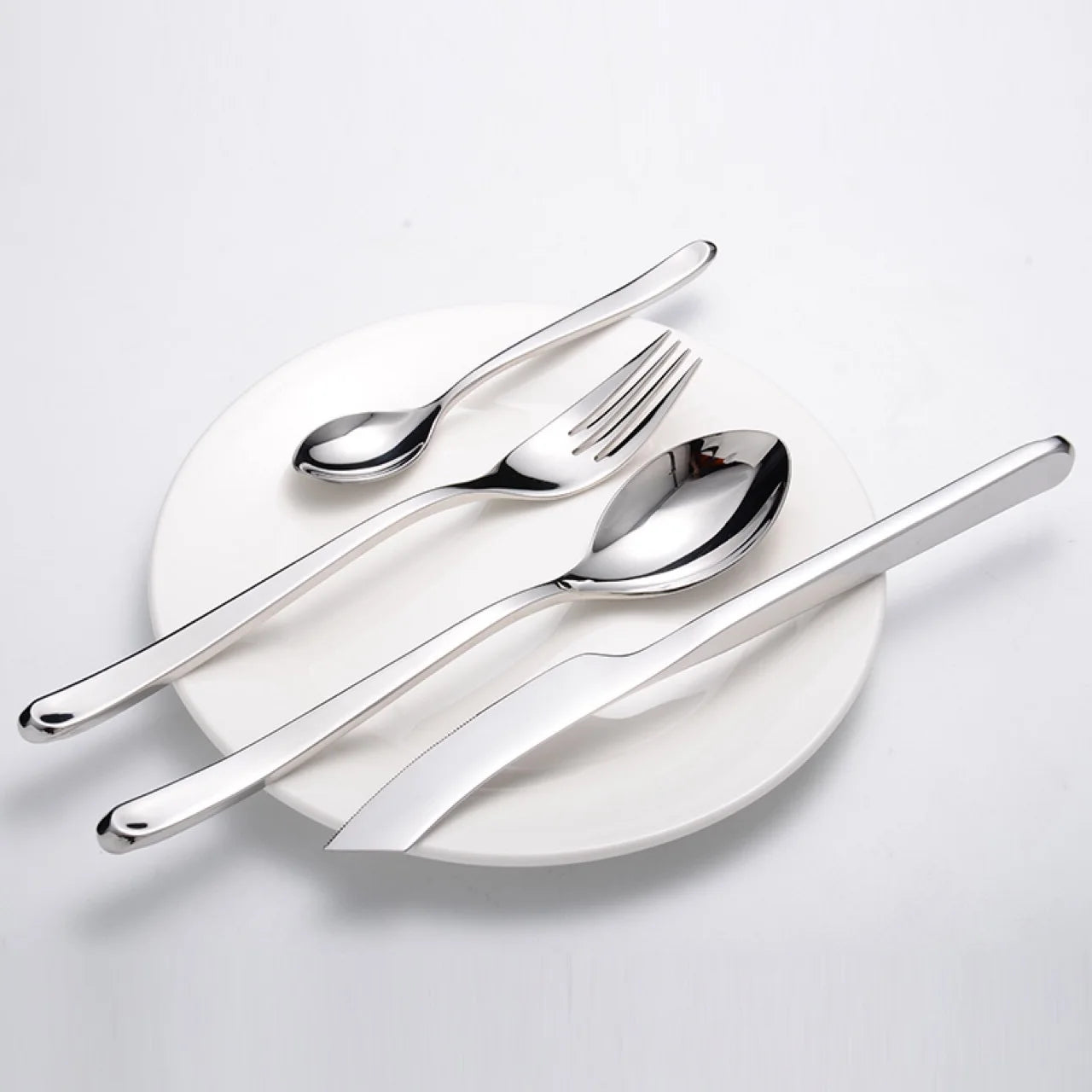 High Quality Silver Cutlery 304 Stainless Steel Silverware Dinnerware Set Flatware Drop Shipping