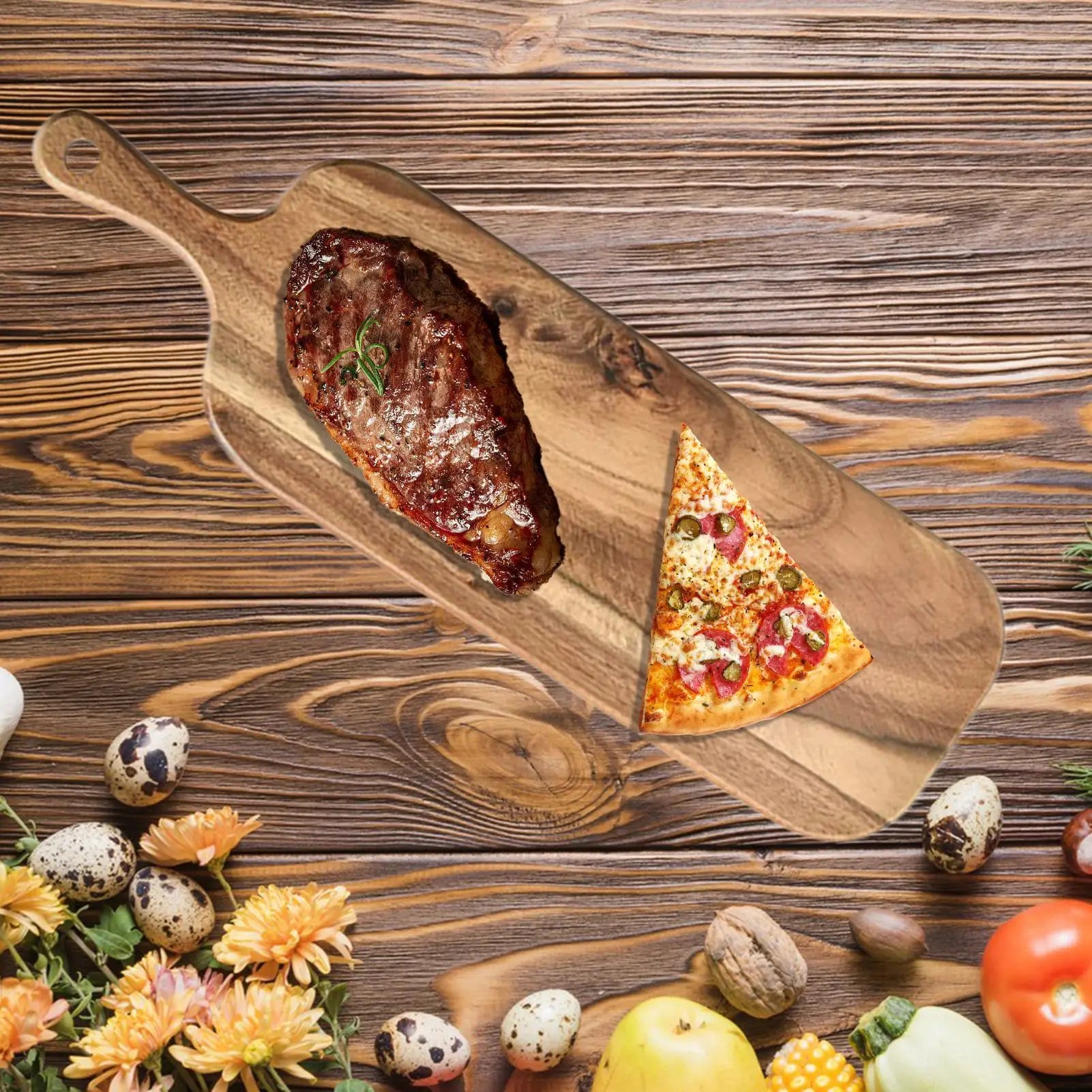 Wooden Cutting Boards for Kitchen Wooden Charcuterie Board with Handle Double-Sided Serving Plates for Kitchen Cheese Commercial