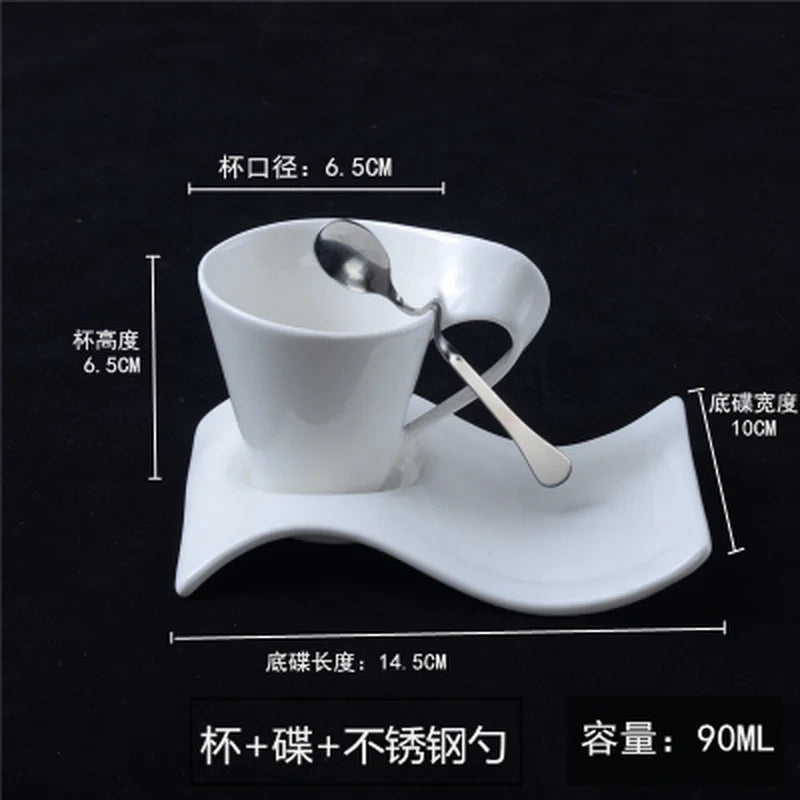 European Style Wavy White Porcelain Espresso Cup