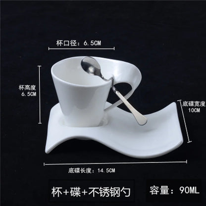European Style Wavy White Porcelain Espresso Cup