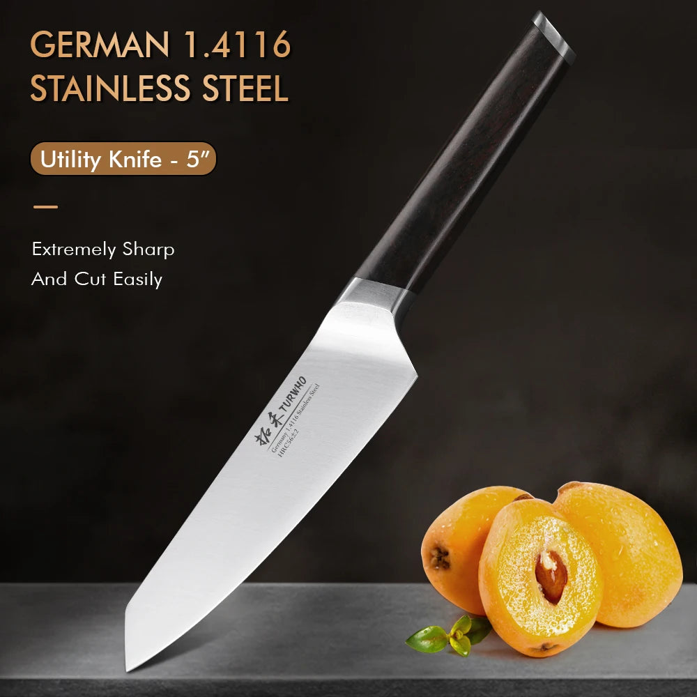TURWHO 1-3 PCS Kitchen Knives Set German 1.4116 High Carbon Stainless Steel Japanese Nakiri Cleaver Slicing Utility Chef Knifes