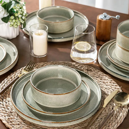 Handmade Reactive Glaze Stoneware Ceramic Dinnerware Set