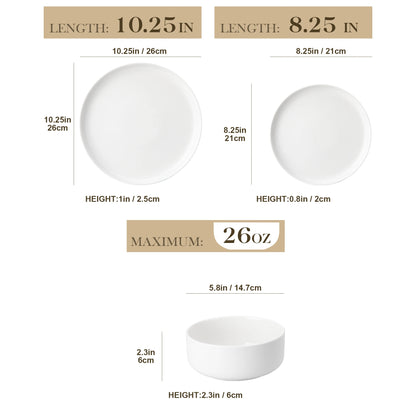 MALACASA Piece Ceramic Porcelain Dinnerware Set of 4
