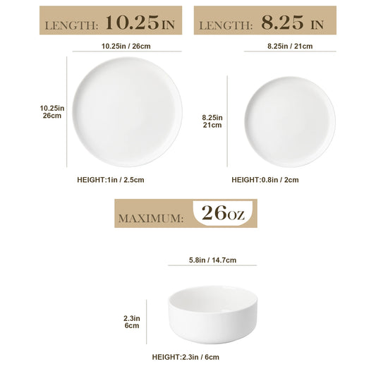 MALACASA Piece Ceramic Porcelain Dinnerware Set of 4