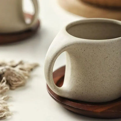 Simple Ceramic Coffee Cup with Saucer