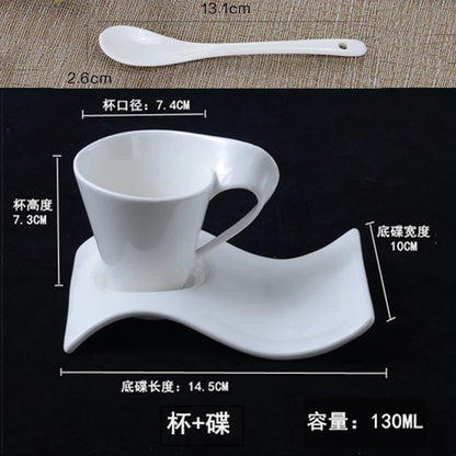 European Ceramic Espresso Coffee Cup with Spoon & Holder