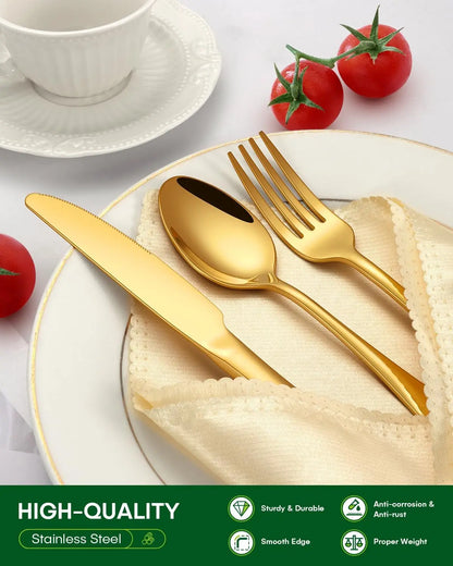 20 Pcs Gold Silverware Set