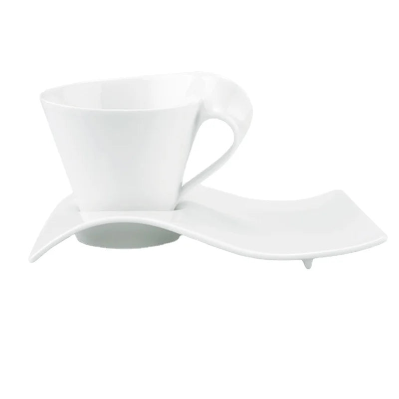 European Style Wavy White Porcelain Espresso Cup