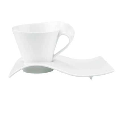European Style Wavy White Porcelain Espresso Cup