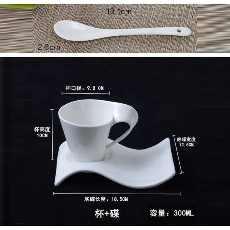 European Style Wavy White Porcelain Espresso Cup