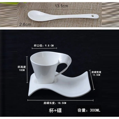 European Style Wavy White Porcelain Espresso Cup