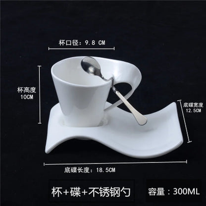 European Style Wavy White Porcelain Espresso Cup