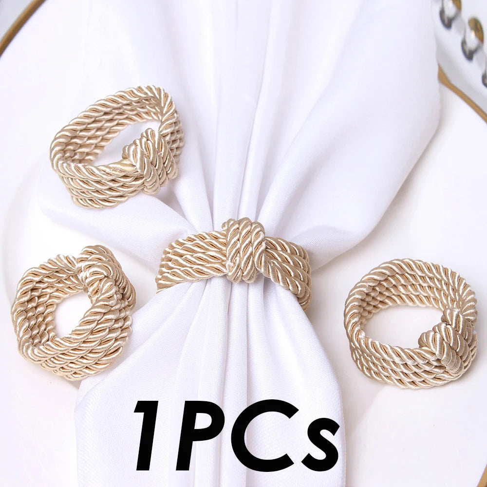 Circle Woven Rope Napkin Ring Christmas Decoration Solid Color Napkin Buckle Restaurant Bar Wedding Home Table Accessories