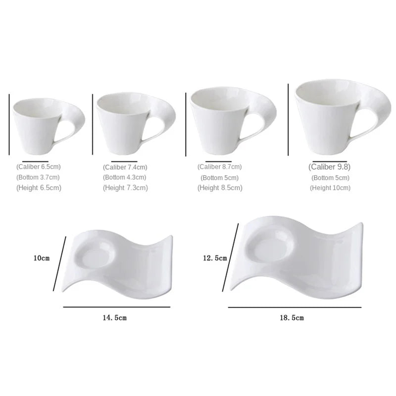 European Style Wavy White Porcelain Espresso Cup