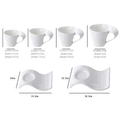 European Style Wavy White Porcelain Espresso Cup