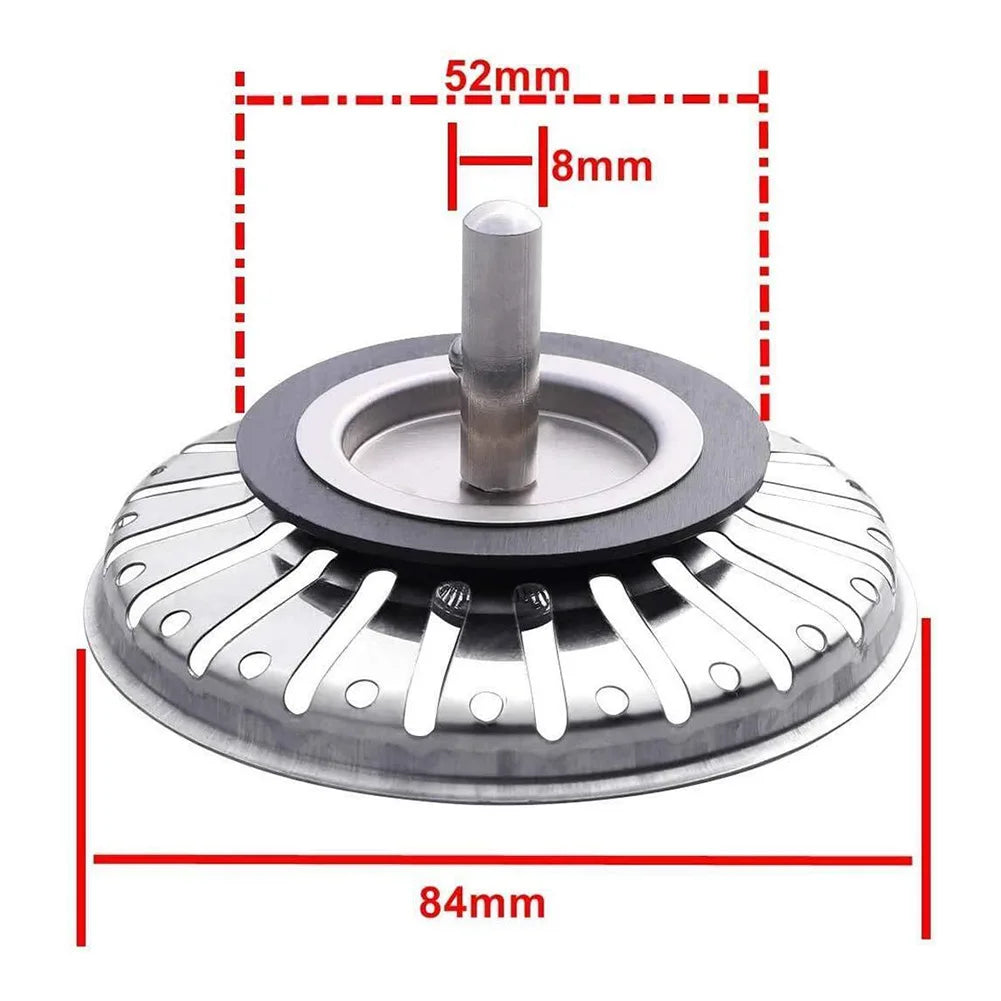 Stainless Steel 84mm Kitchen Sink Drain Strainer & Hair Stopper