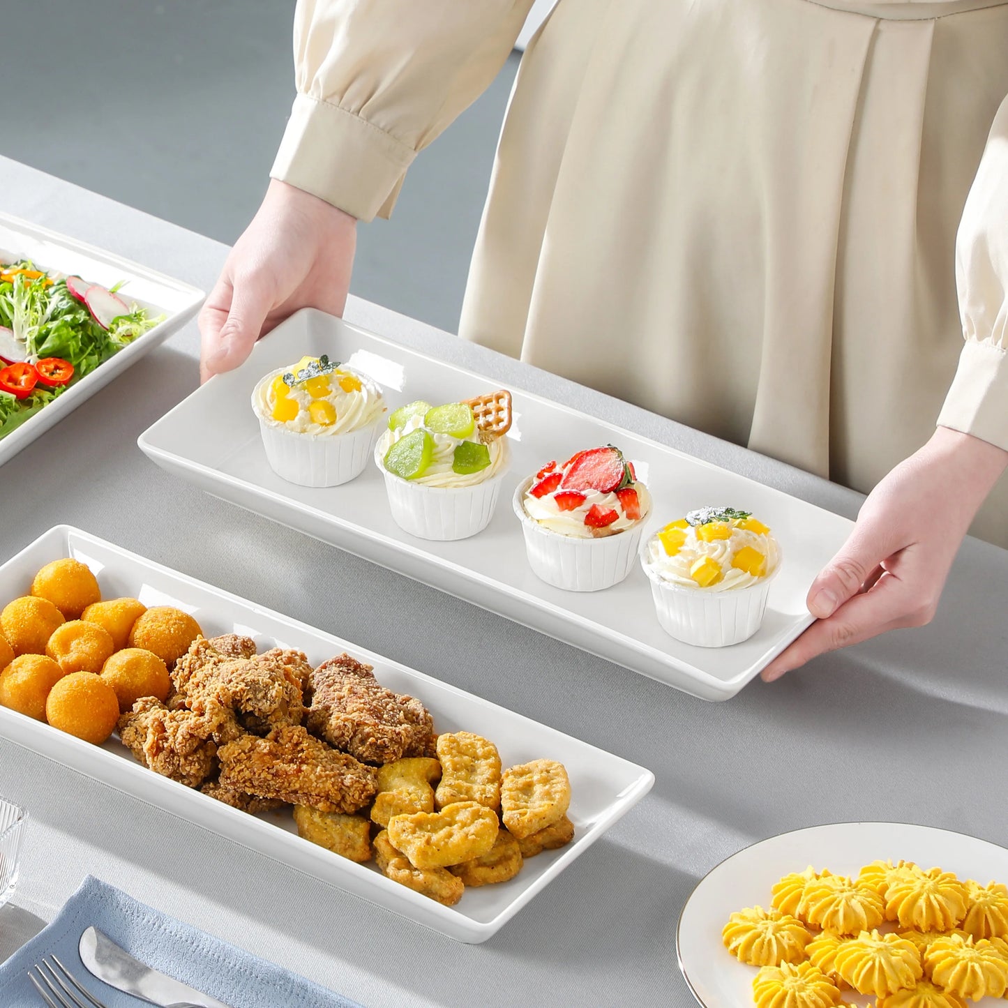 3 Tier White Server With Plates