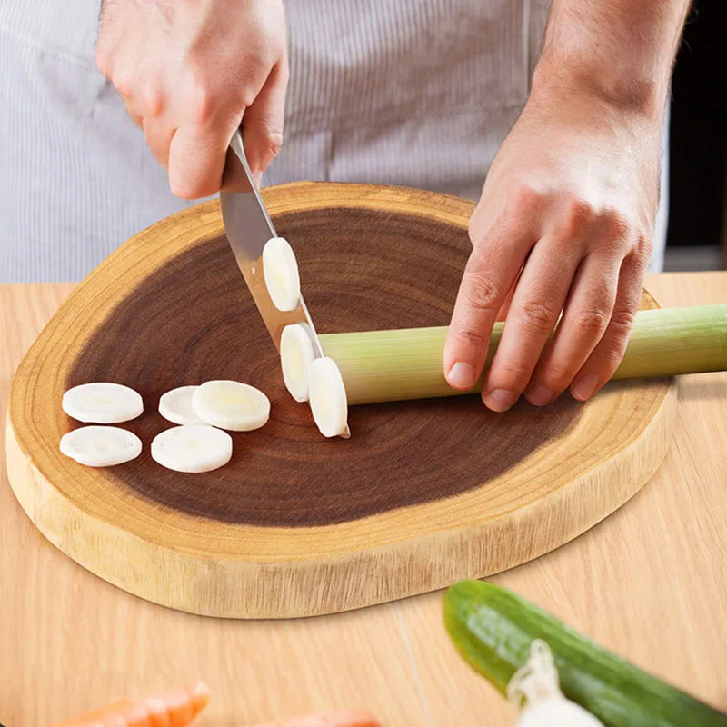 Wooden Chopping Board Natural Acacia Wood Whole Cut Serving Tray Unique Grain Food Safe Multi Use Steak Appetizer Kitchen Tools