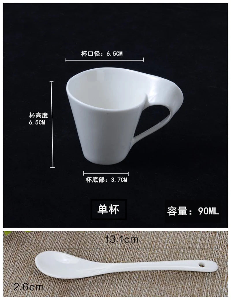 European Style Wavy White Porcelain Espresso Cup