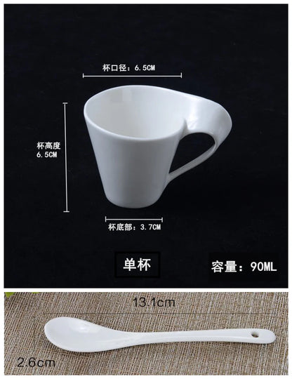European Style Wavy White Porcelain Espresso Cup