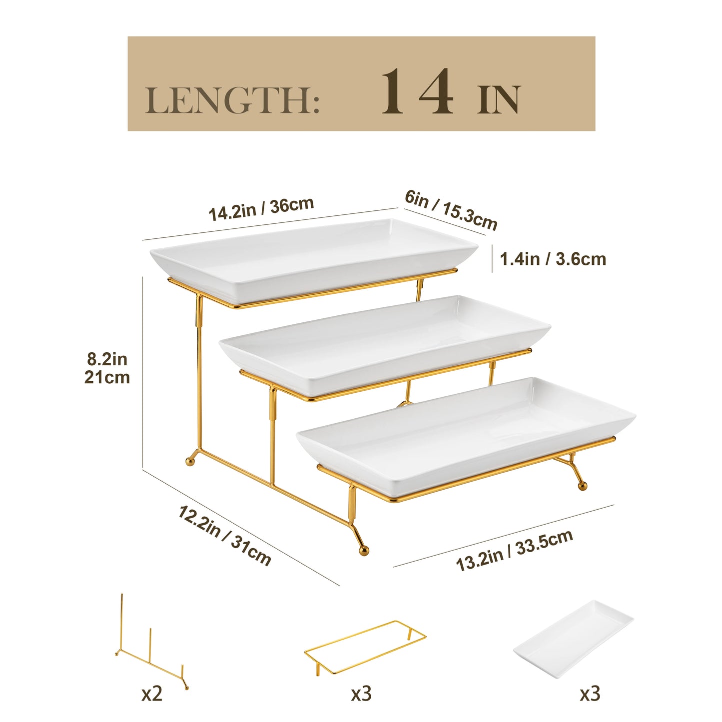 3 Tier White Server With Plates