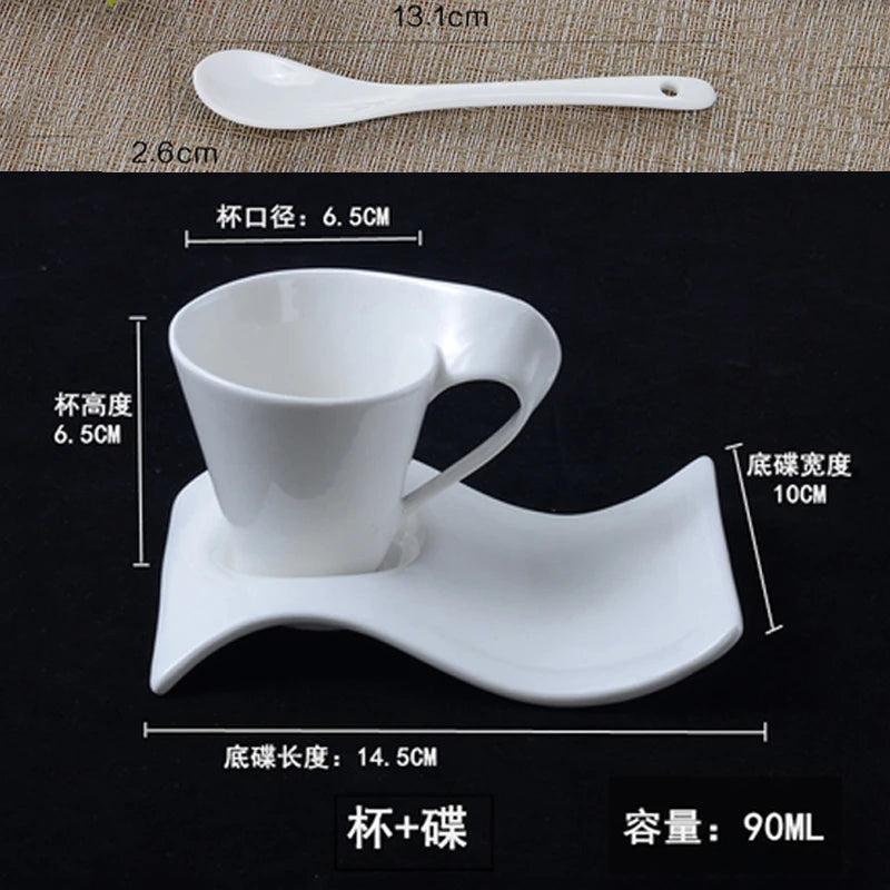 European Ceramic Espresso Coffee Cup with Spoon & Holder