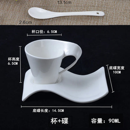 European Ceramic Espresso Coffee Cup with Spoon & Holder