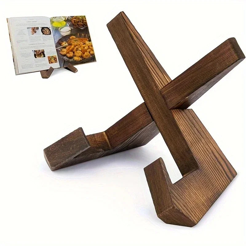 1pcs Wooden Cookbook Stand Flat Stand Base Kitchen Cookbook Stand Reading Stand Wooden Record Stand Resding Stand