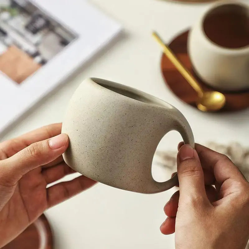 Simple Ceramic Coffee Cup with Saucer