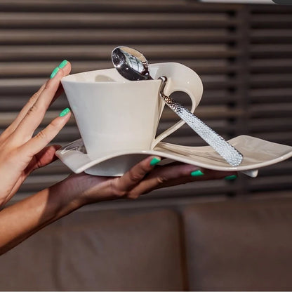 European Style Wavy White Porcelain Espresso Cup