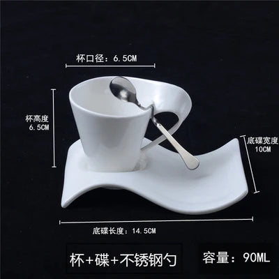 European Ceramic Espresso Coffee Cup with Spoon & Holder