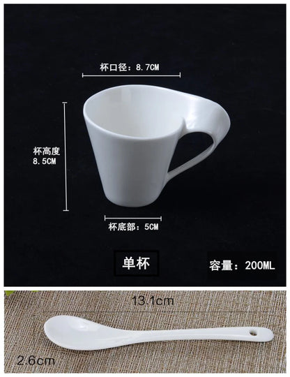 European Style Wavy White Porcelain Espresso Cup