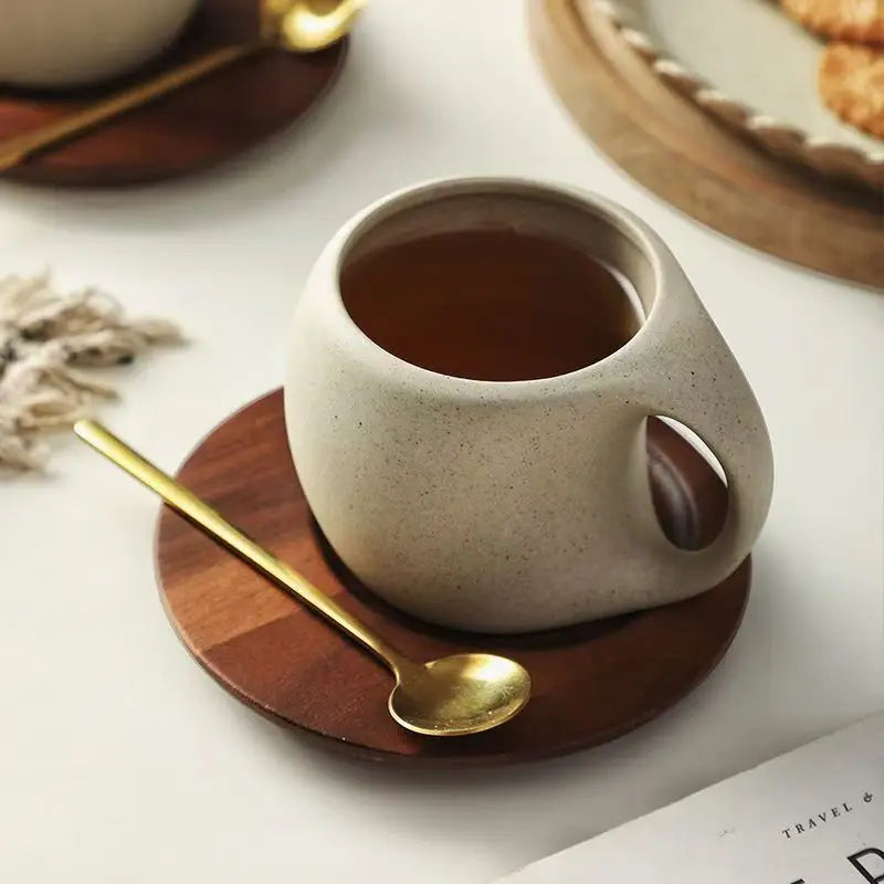 Simple Ceramic Coffee Cup with Saucer