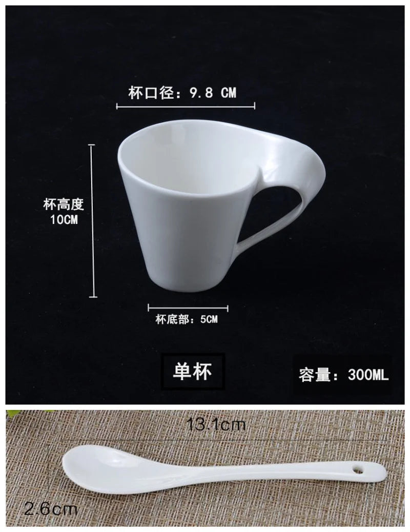 European Style Wavy White Porcelain Espresso Cup