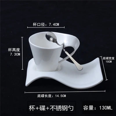 European Ceramic Espresso Coffee Cup with Spoon & Holder
