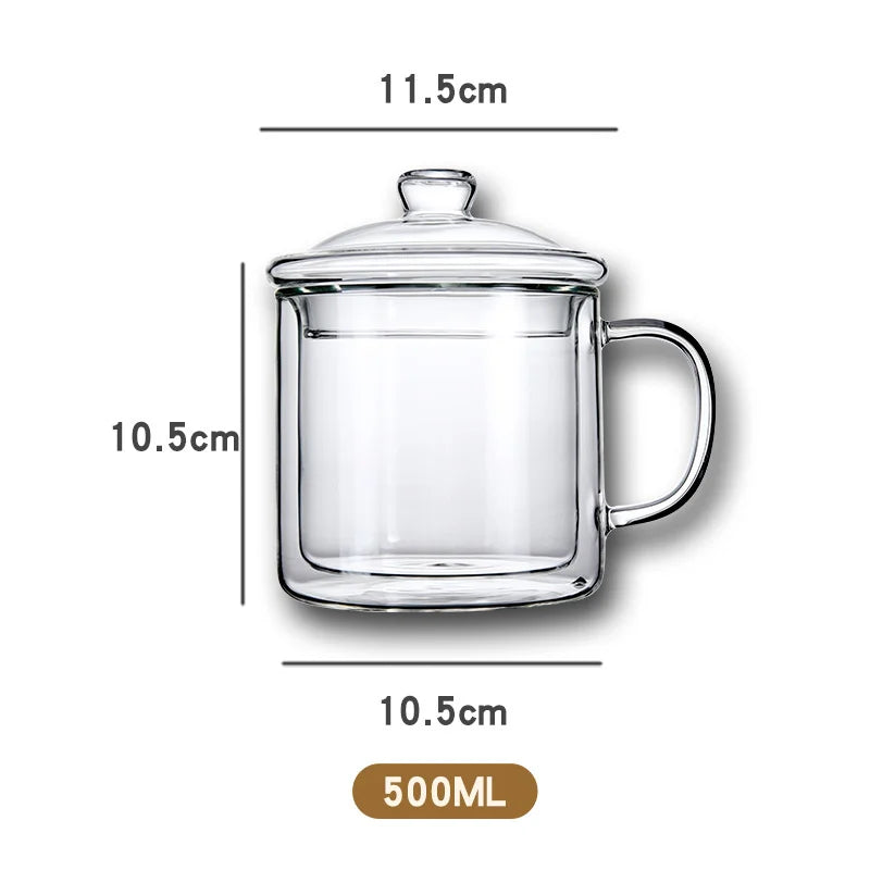 Retro Double Walled Glass Coffee Mug with Handle