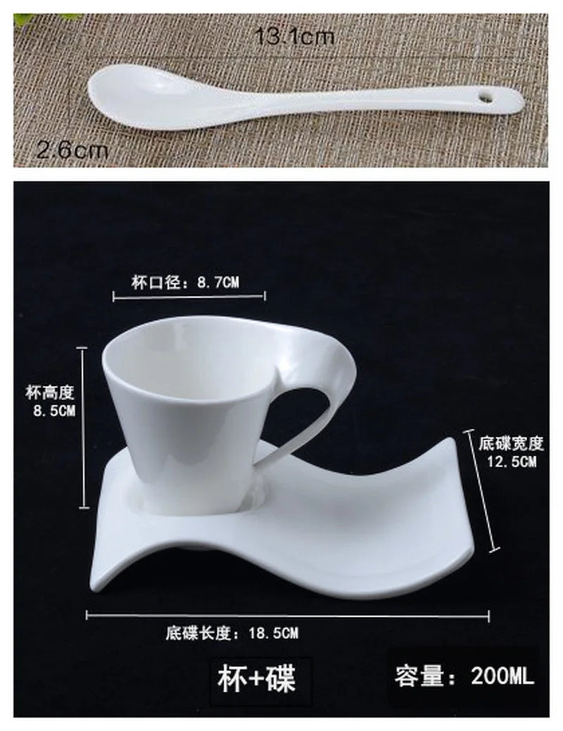 European Style Wavy White Porcelain Espresso Cup
