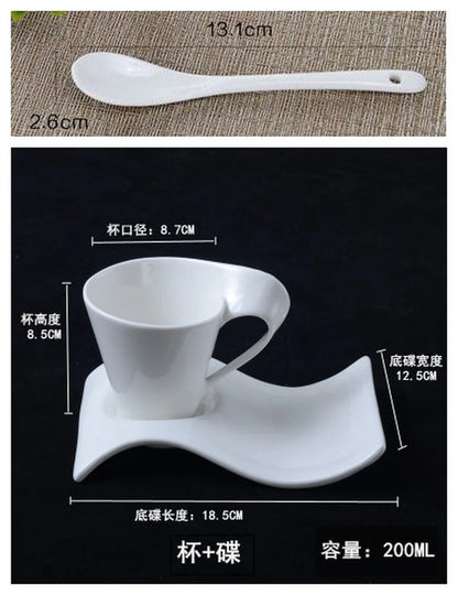 European Style Wavy White Porcelain Espresso Cup