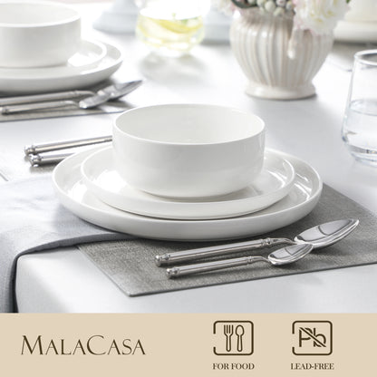 MALACASA Piece Ceramic Porcelain Dinnerware Set of 4