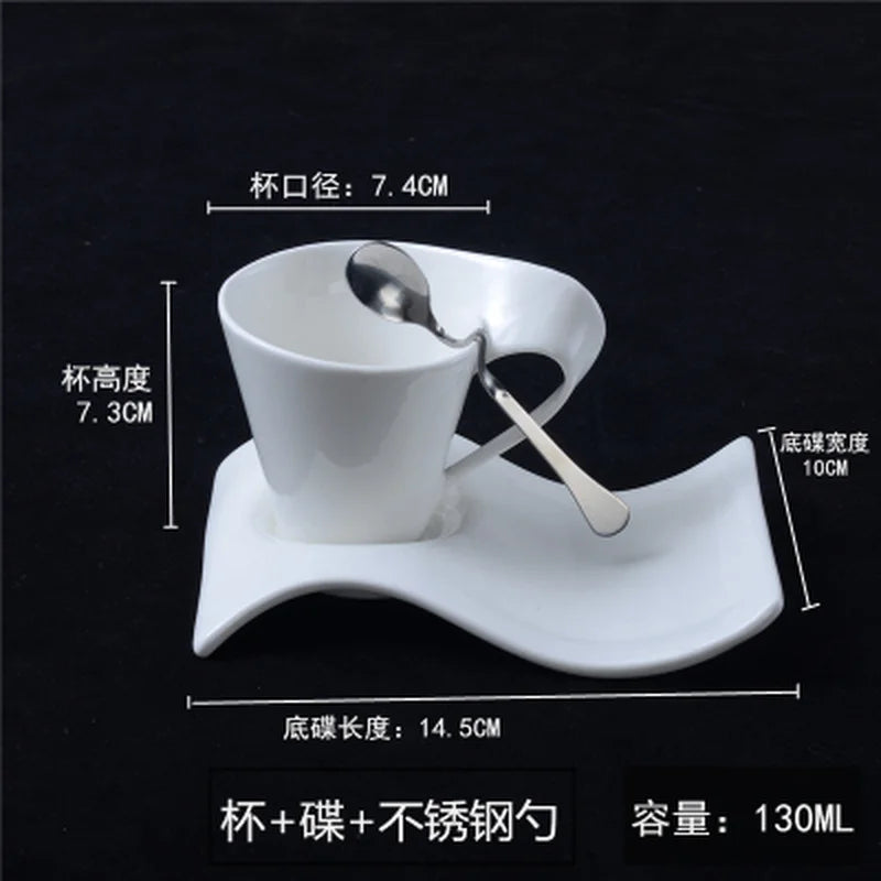 European Style Wavy White Porcelain Espresso Cup