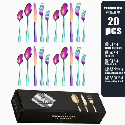20 Pcs Gold Silverware Set